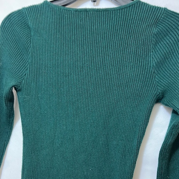 Abercrombie & Fitch Green V-Neck Long Sleeve Bodycon Dress - Picture 3 of 9